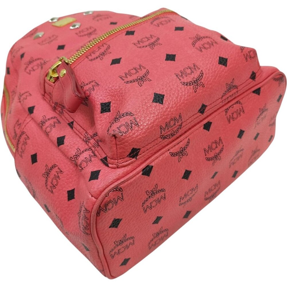 (EH) MCM Backpack Bag Red PVC - Picture 4 of 9